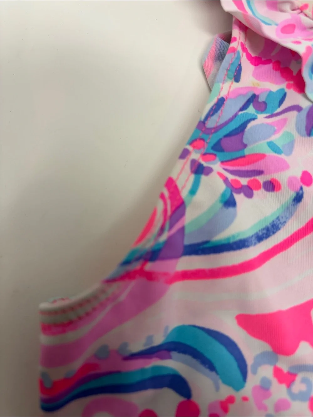 Lilly Pulitzer Girls Pink & Aqua Ruffle Two-Piece Swimsuit Size 10